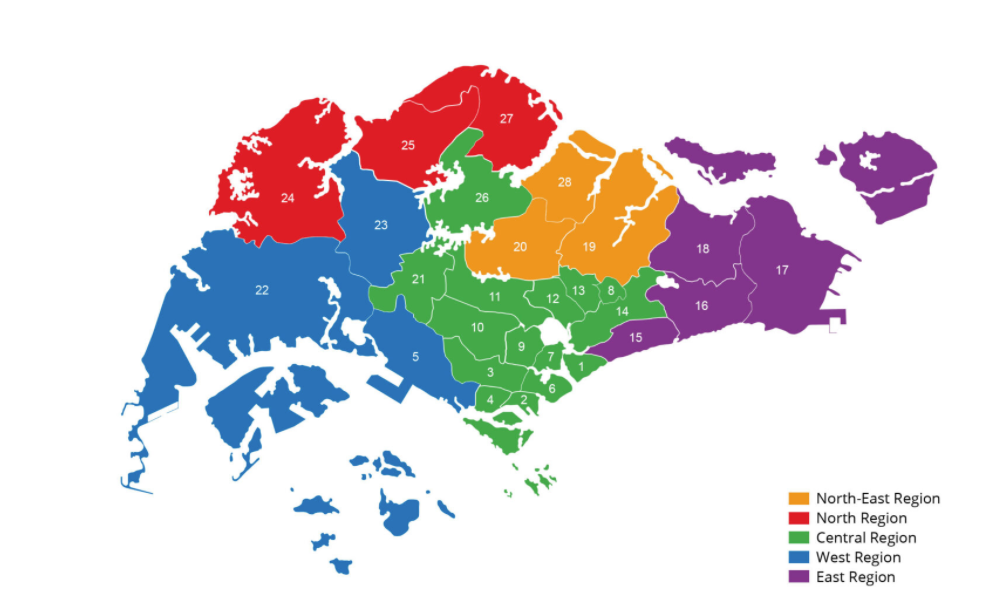 Map of Singapore districts